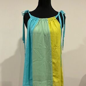 Soho Colorblock Blouse - Blue, Green, Yellow